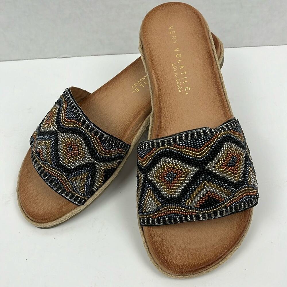 Very Volatile Beaded Multi-Color Slide Sandals